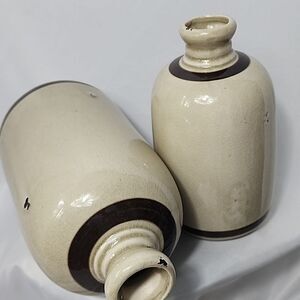 Crock Vases With Crazing & Embossed Euro